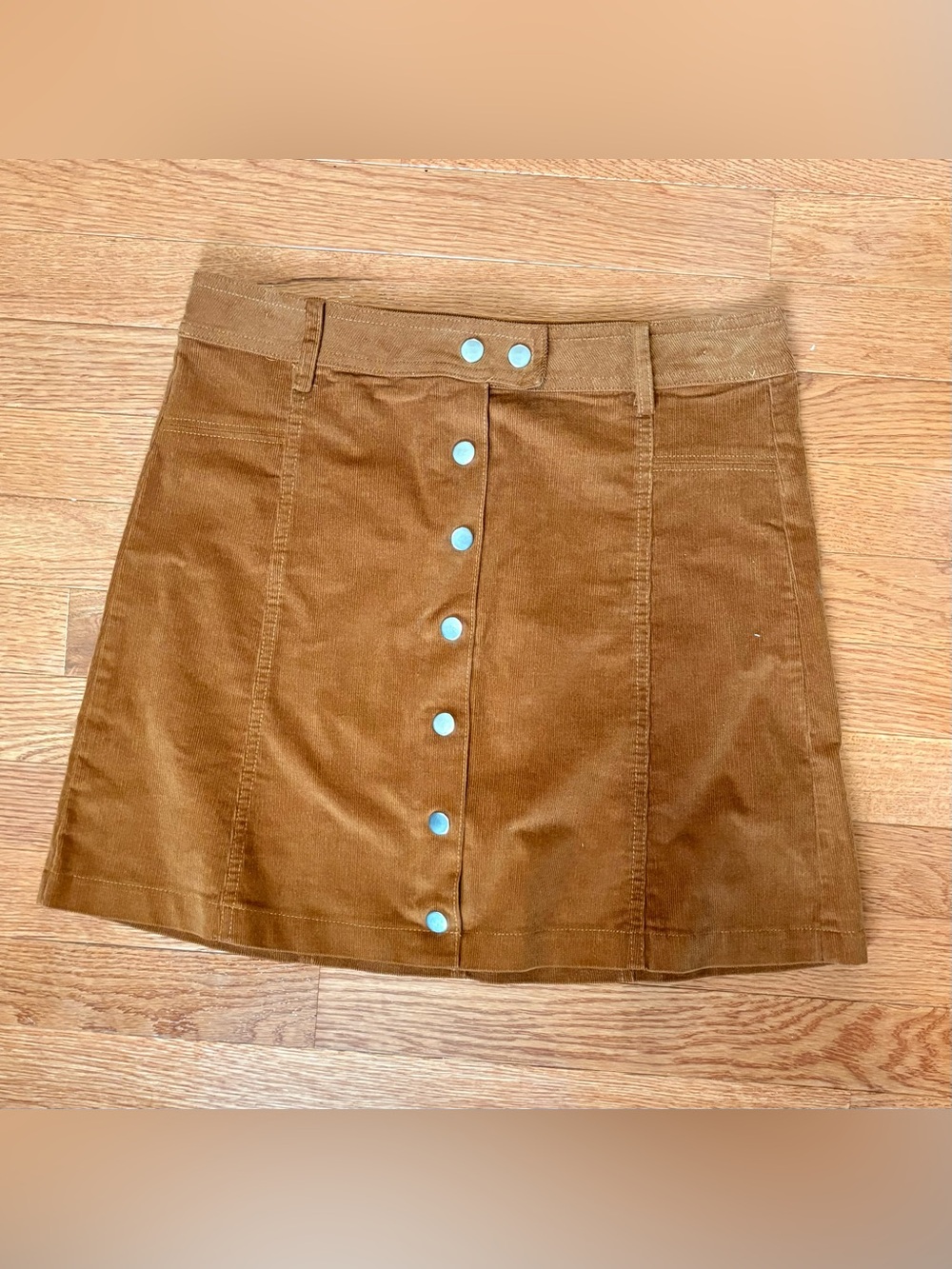 Women’s Brown Button-Front Corduroy Skirt